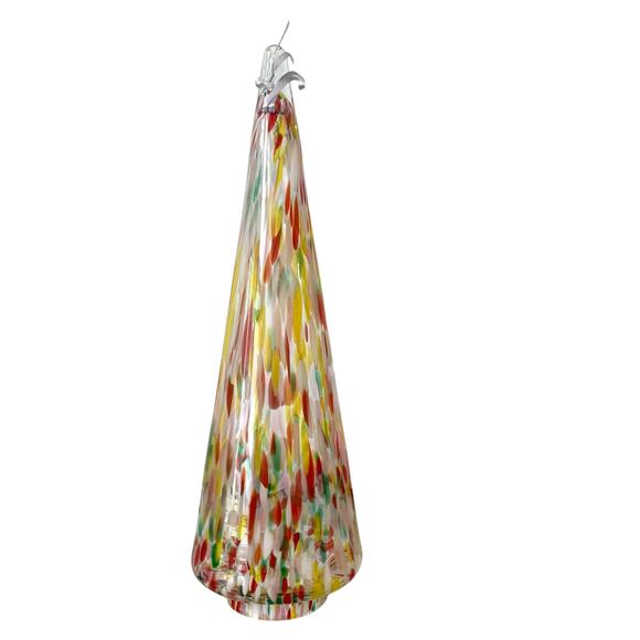 Hand Blown Poland Art Glass CHRISTMAS TREE 14.5" Set of 2 Multicolor Holiday NEW - Picture 11 of 16